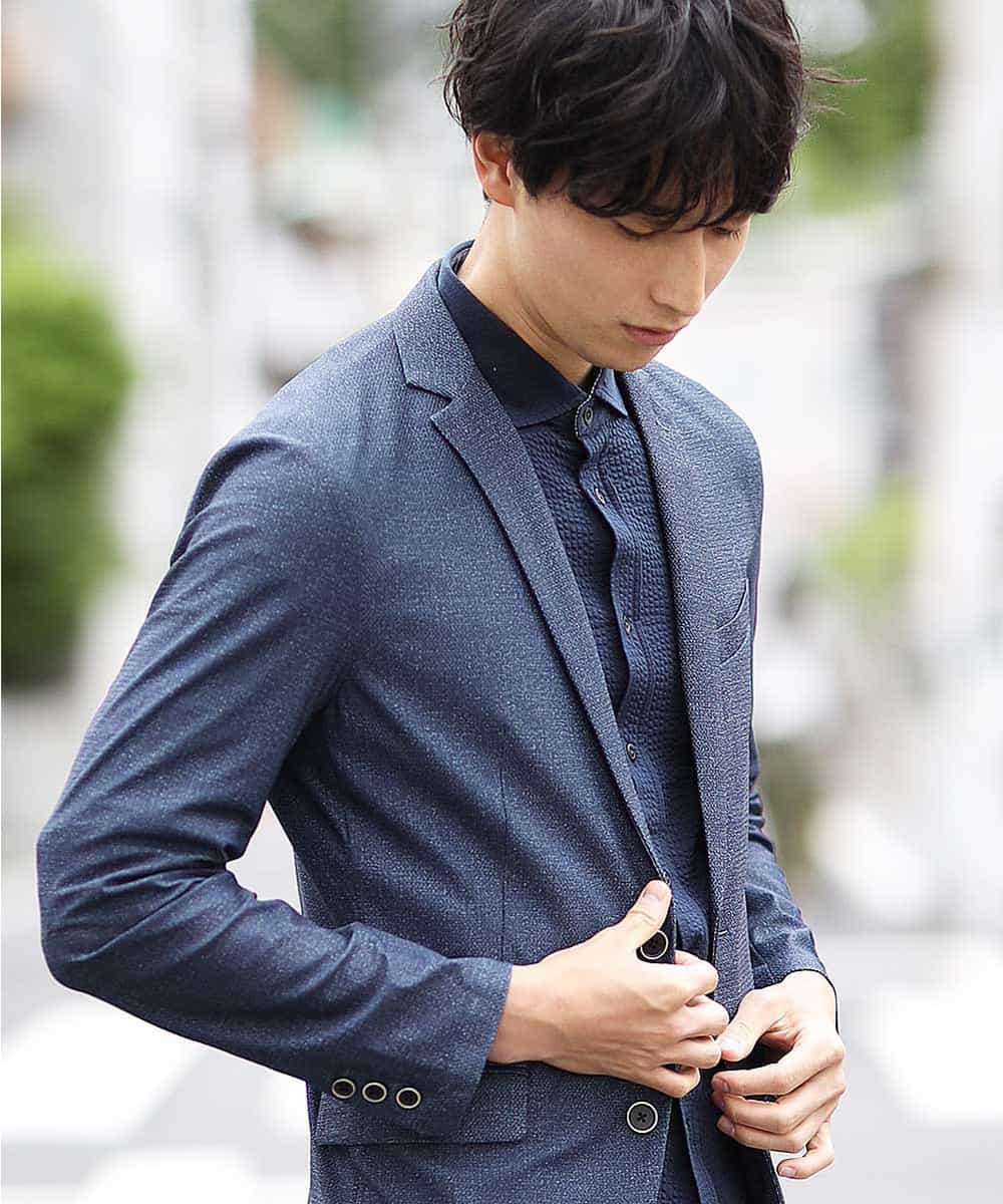 MKDHJ70150 MK MICHEL KLEIN HOMME(MKミッシェルクランオム) 【洗えるワーキングジャケット】テックイージーメッシュ ブルー