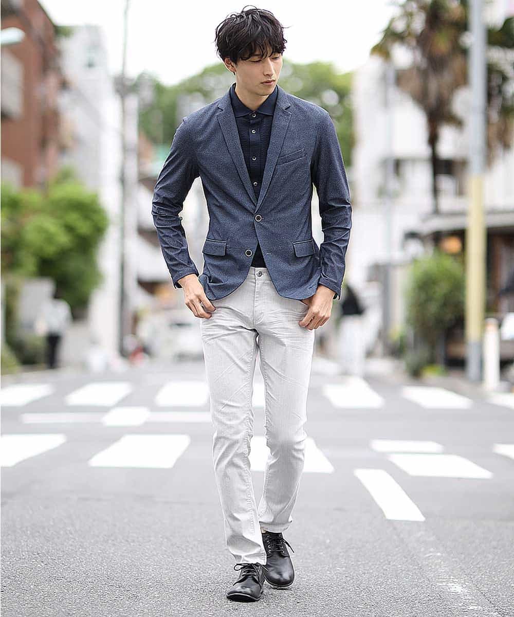 MKDHJ70150 MK MICHEL KLEIN HOMME(MKミッシェルクランオム) 【洗えるワーキングジャケット】テックイージーメッシュ ブルー