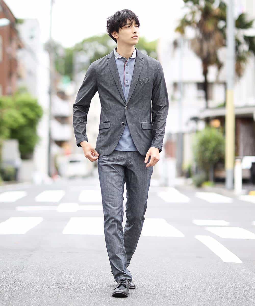 MKDHJ70150 MK MICHEL KLEIN HOMME(MKミッシェルクランオム) 【洗えるワーキングジャケット】テックイージーメッシュ ダークグレー