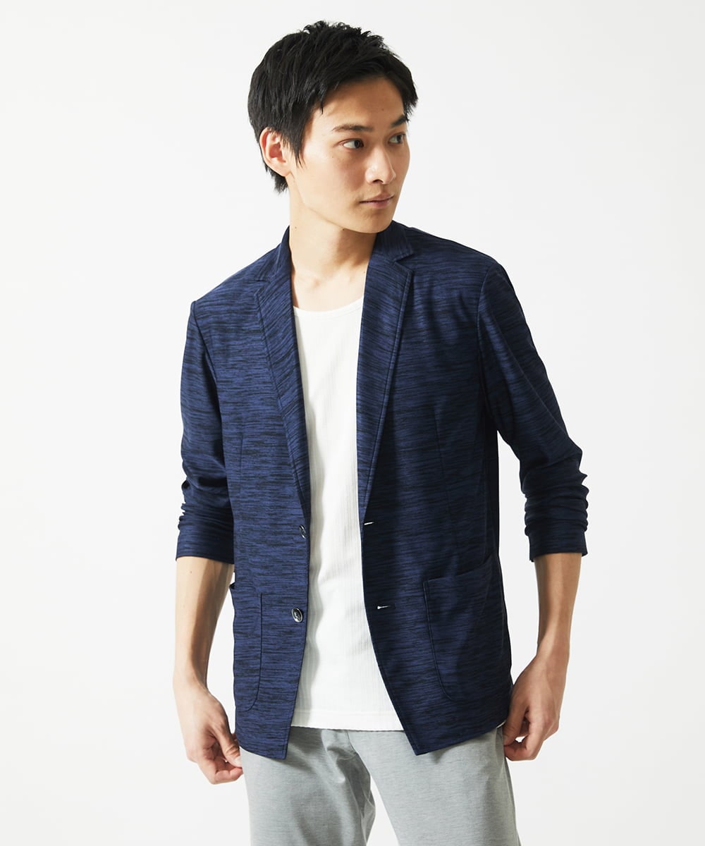 MKDJA65120 MK MICHEL KLEIN HOMME(MKミッシェルクランオム) 【洗える / ドライタッチ】ブライトリネンカットジャケット  ネイビー