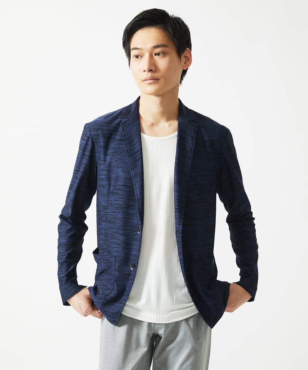 MKDJA65120 MK MICHEL KLEIN HOMME(MKミッシェルクランオム) 【洗える / ドライタッチ】ブライトリネンカットジャケット  ネイビー