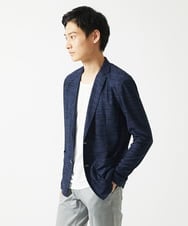 MKDJA65120 MK MICHEL KLEIN HOMME(MKミッシェルクランオム) 【洗える / ドライタッチ】ブライトリネンカットジャケット  ネイビー