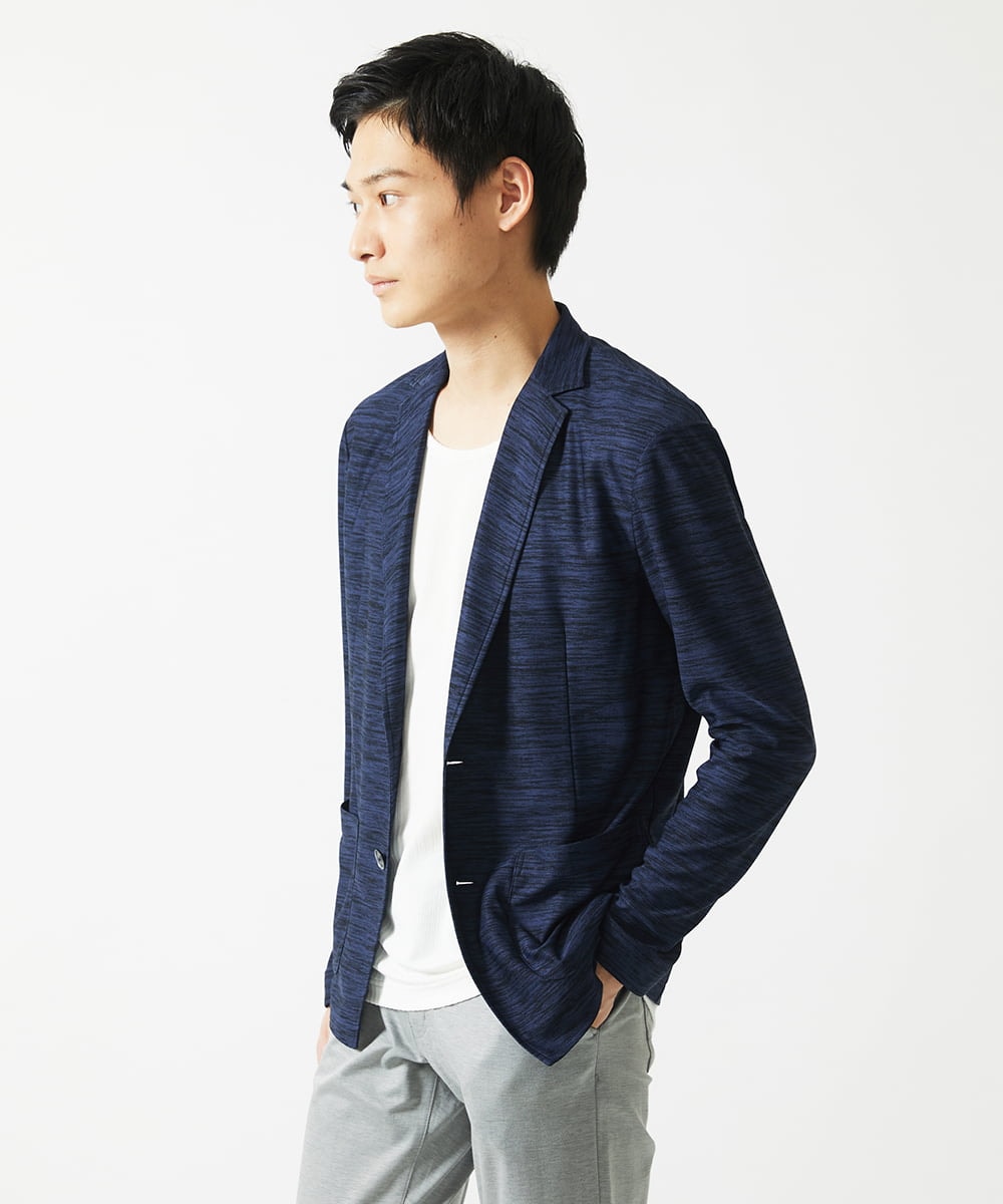 MKDJA65120 MK MICHEL KLEIN HOMME(MKミッシェルクランオム) 【洗える / ドライタッチ】ブライトリネンカットジャケット  ネイビー