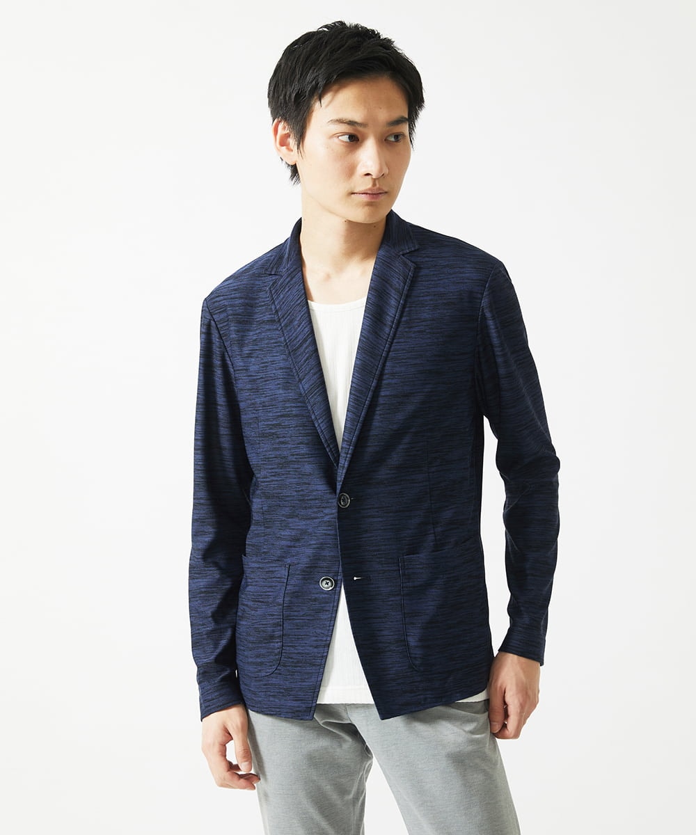 MKDJA65120 MK MICHEL KLEIN HOMME(MKミッシェルクランオム) 【洗える / ドライタッチ】ブライトリネンカットジャケット  ネイビー