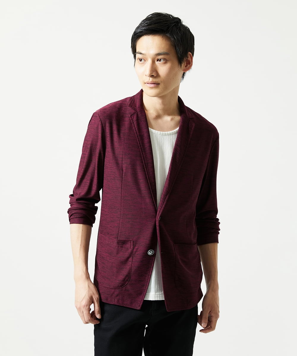 MKDJA65120 MK MICHEL KLEIN HOMME(MKミッシェルクランオム) 【洗える / ドライタッチ】ブライトリネンカットジャケット  パープル