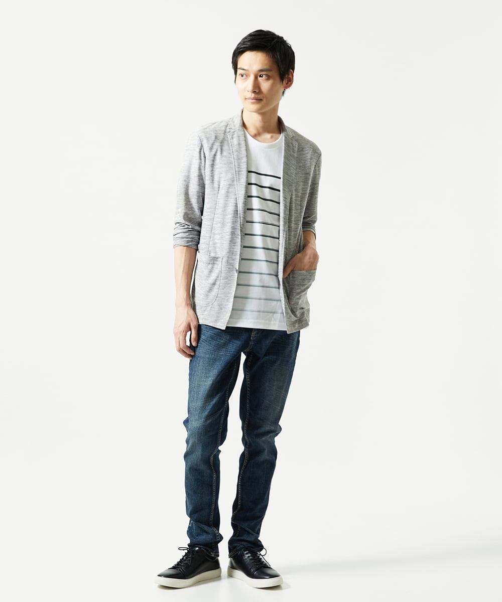 MKDJA65120 MK MICHEL KLEIN HOMME(MKミッシェルクランオム) 【洗える / ドライタッチ】ブライトリネンカットジャケット  グレー