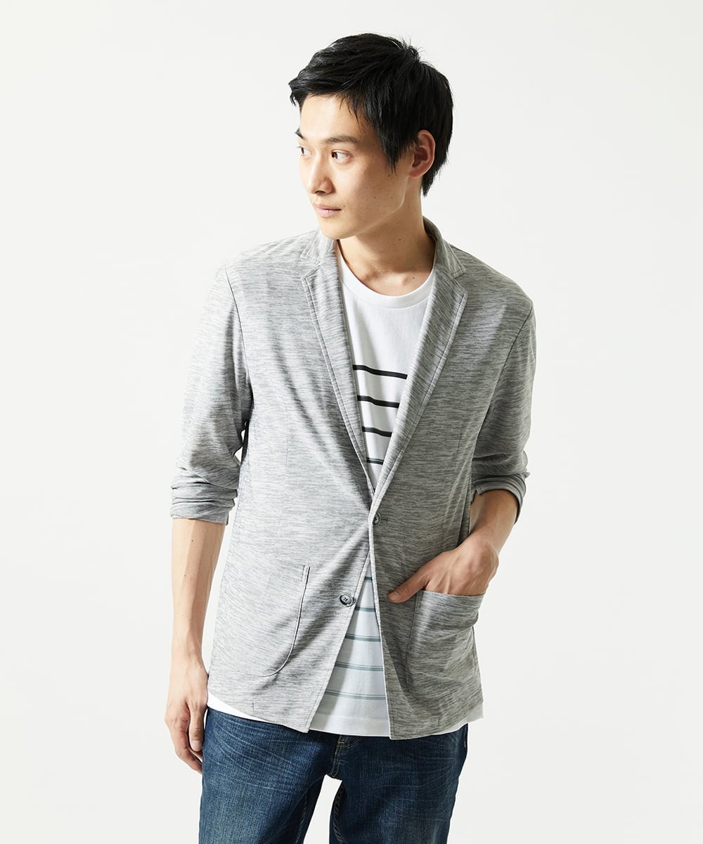 MKDJA65120 MK MICHEL KLEIN HOMME(MKミッシェルクランオム) 【洗える / ドライタッチ】ブライトリネンカットジャケット  グレー