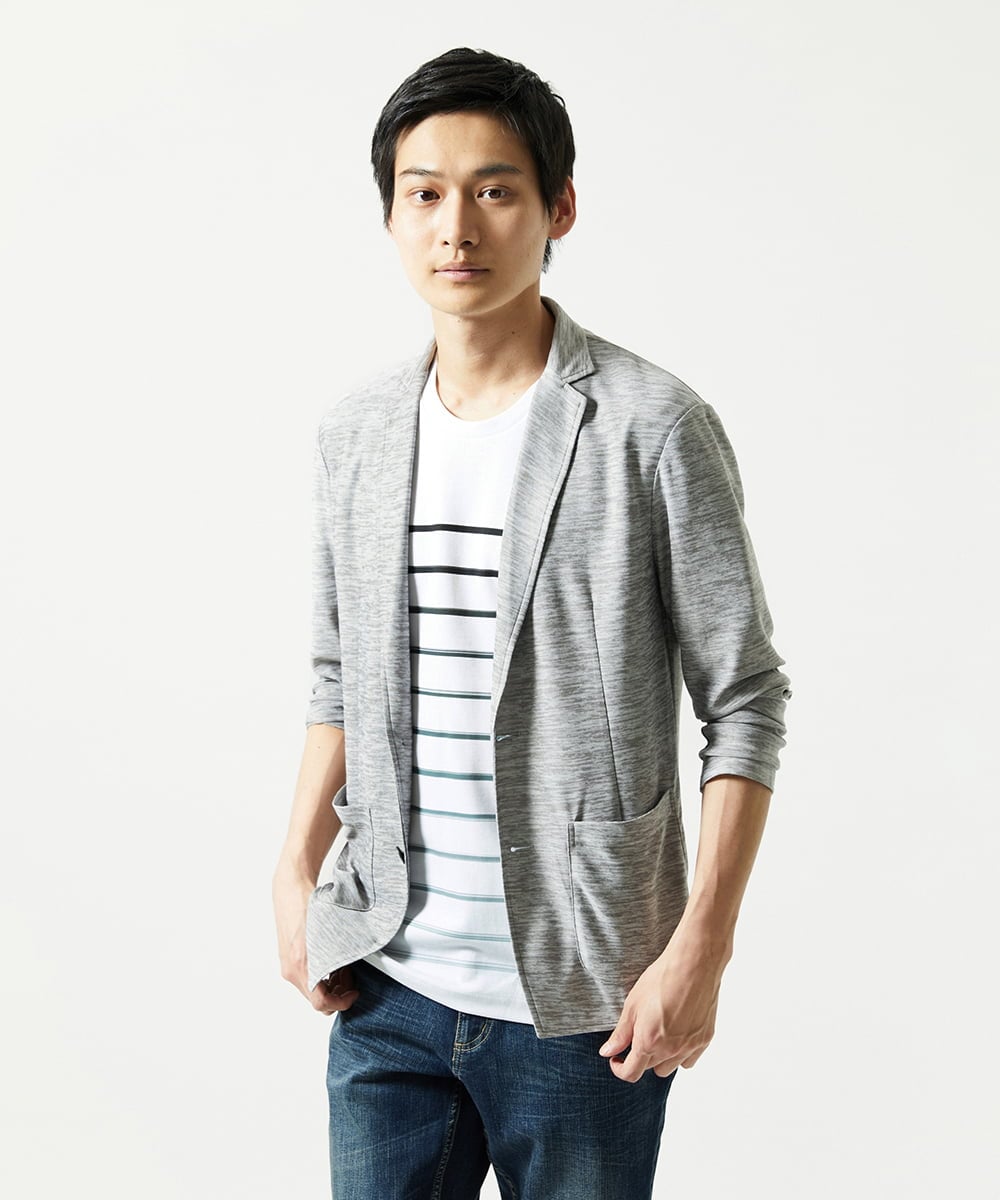 MKDJA65120 MK MICHEL KLEIN HOMME(MKミッシェルクランオム) 【洗える / ドライタッチ】ブライトリネンカットジャケット  グレー