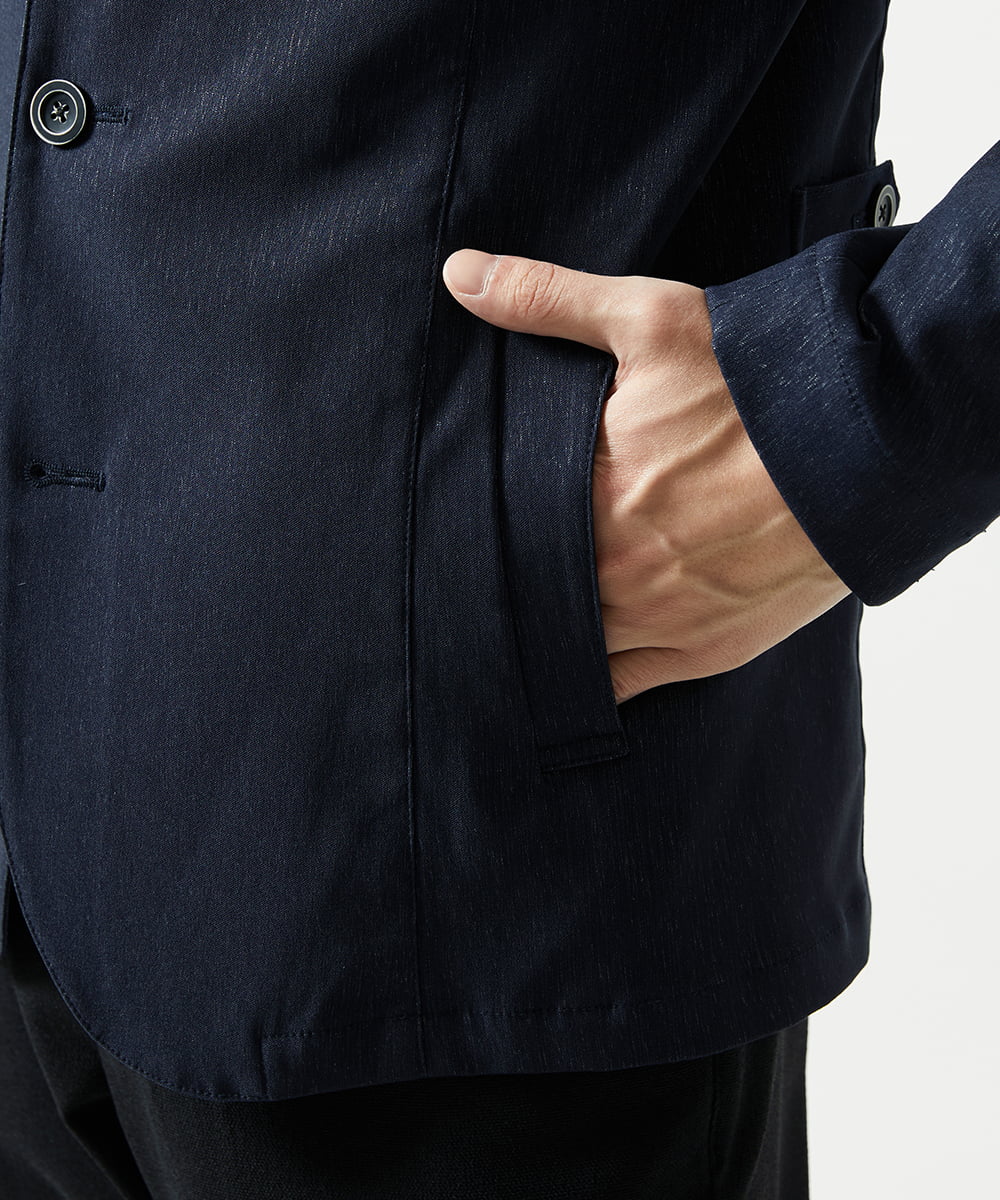 MKDJA70230 MK MICHEL KLEIN HOMME(MKミッシェルクランオム) ハケメシャンブレー コンバーチブルジャケット ネイビー
