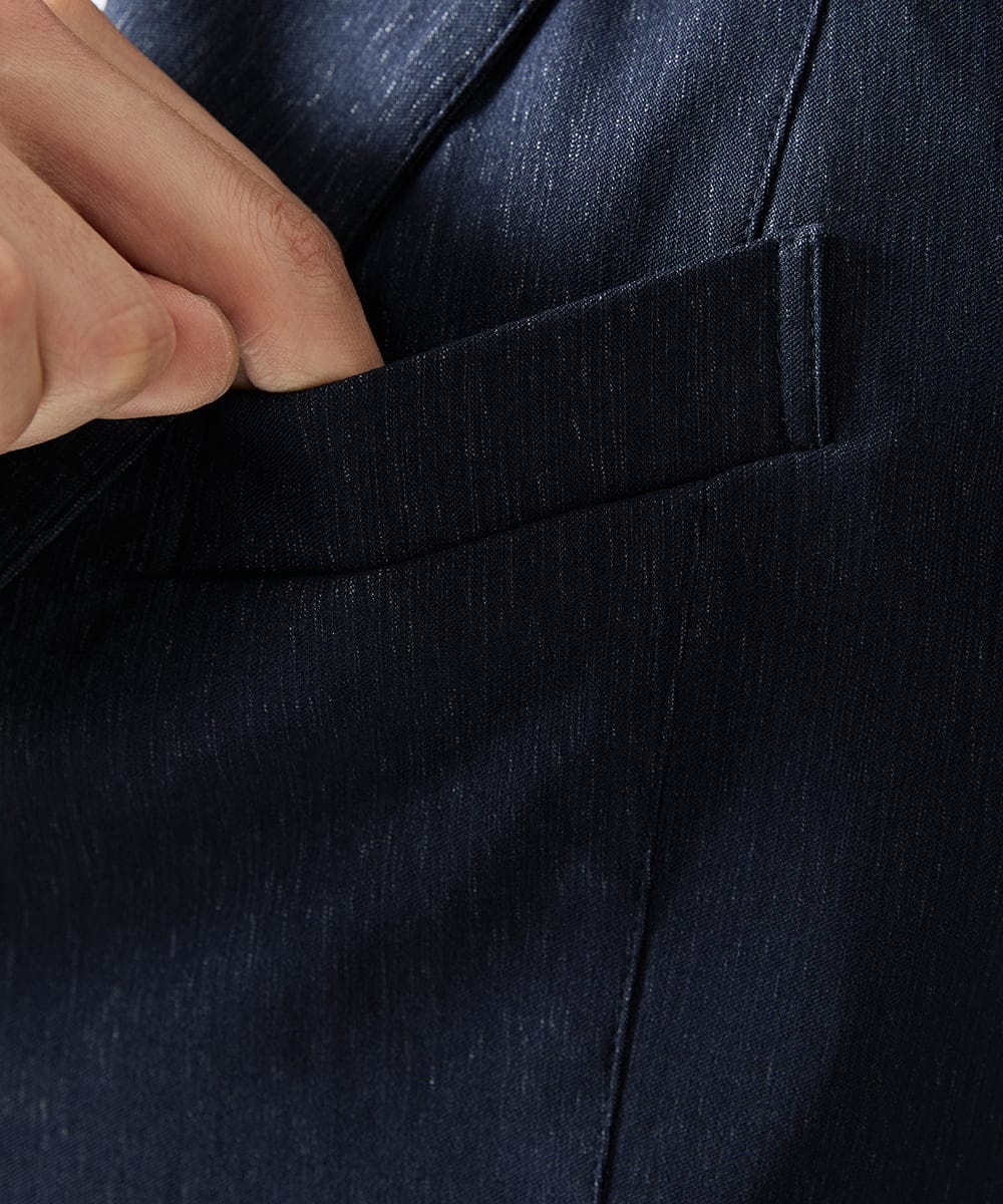 MKDJA70230 MK MICHEL KLEIN HOMME(MKミッシェルクランオム) ハケメシャンブレー コンバーチブルジャケット ネイビー