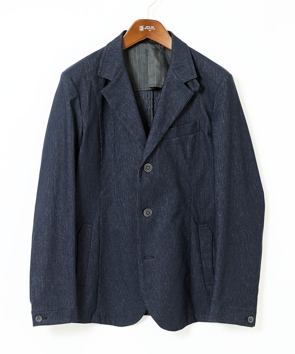 MKDJA70230 MK MICHEL KLEIN HOMME(MKミッシェルクランオム) ハケメシャンブレー コンバーチブルジャケット ネイビー