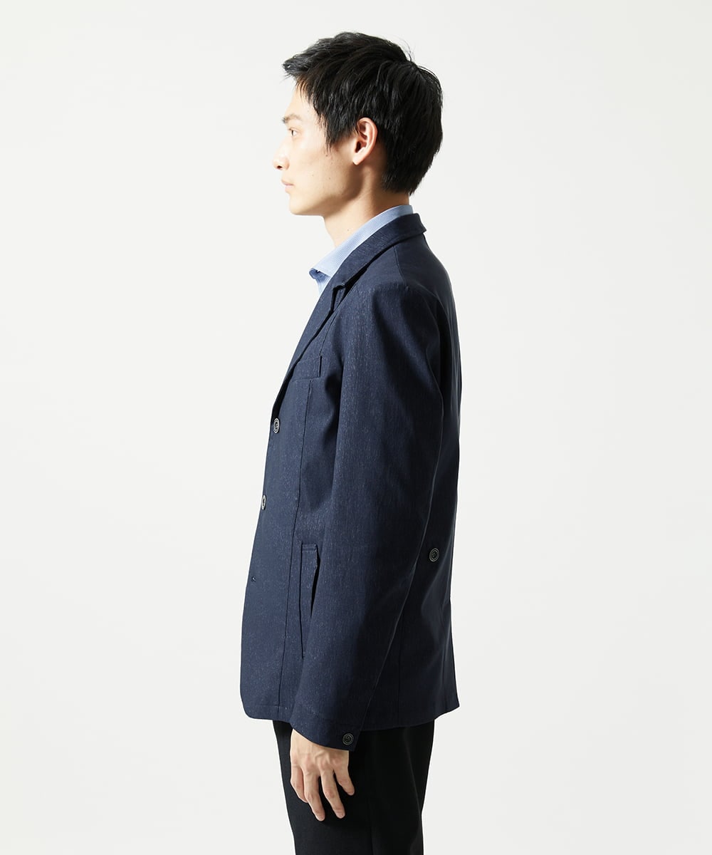 MKDJA70230 MK MICHEL KLEIN HOMME(MKミッシェルクランオム) ハケメシャンブレー コンバーチブルジャケット ネイビー