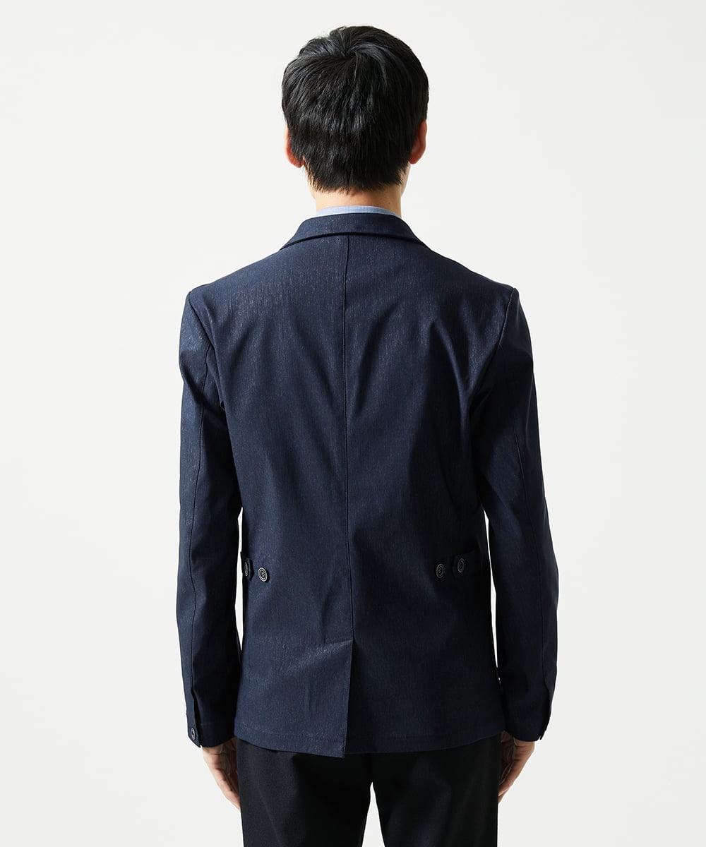 MKDJA70230 MK MICHEL KLEIN HOMME(MKミッシェルクランオム) ハケメシャンブレー コンバーチブルジャケット ネイビー