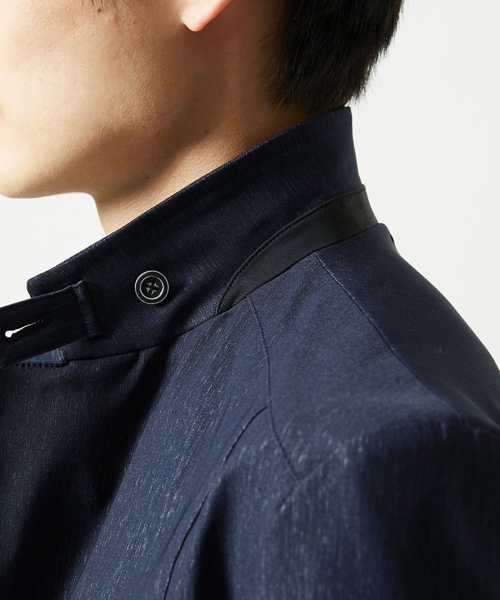 MKDJA70230 MK MICHEL KLEIN HOMME(MKミッシェルクランオム) ハケメシャンブレー コンバーチブルジャケット ネイビー