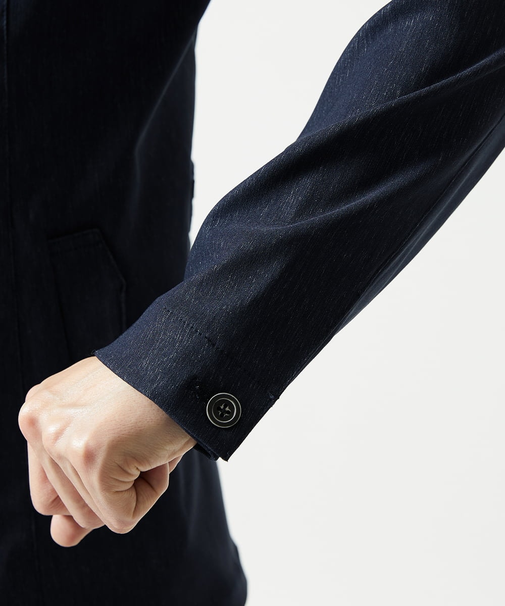MKDJA70230 MK MICHEL KLEIN HOMME(MKミッシェルクランオム) ハケメシャンブレー コンバーチブルジャケット ネイビー