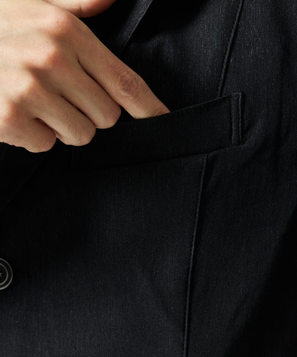 MKDJA70230 MK MICHEL KLEIN HOMME(MKミッシェルクランオム) ハケメシャンブレー コンバーチブルジャケット ブラック