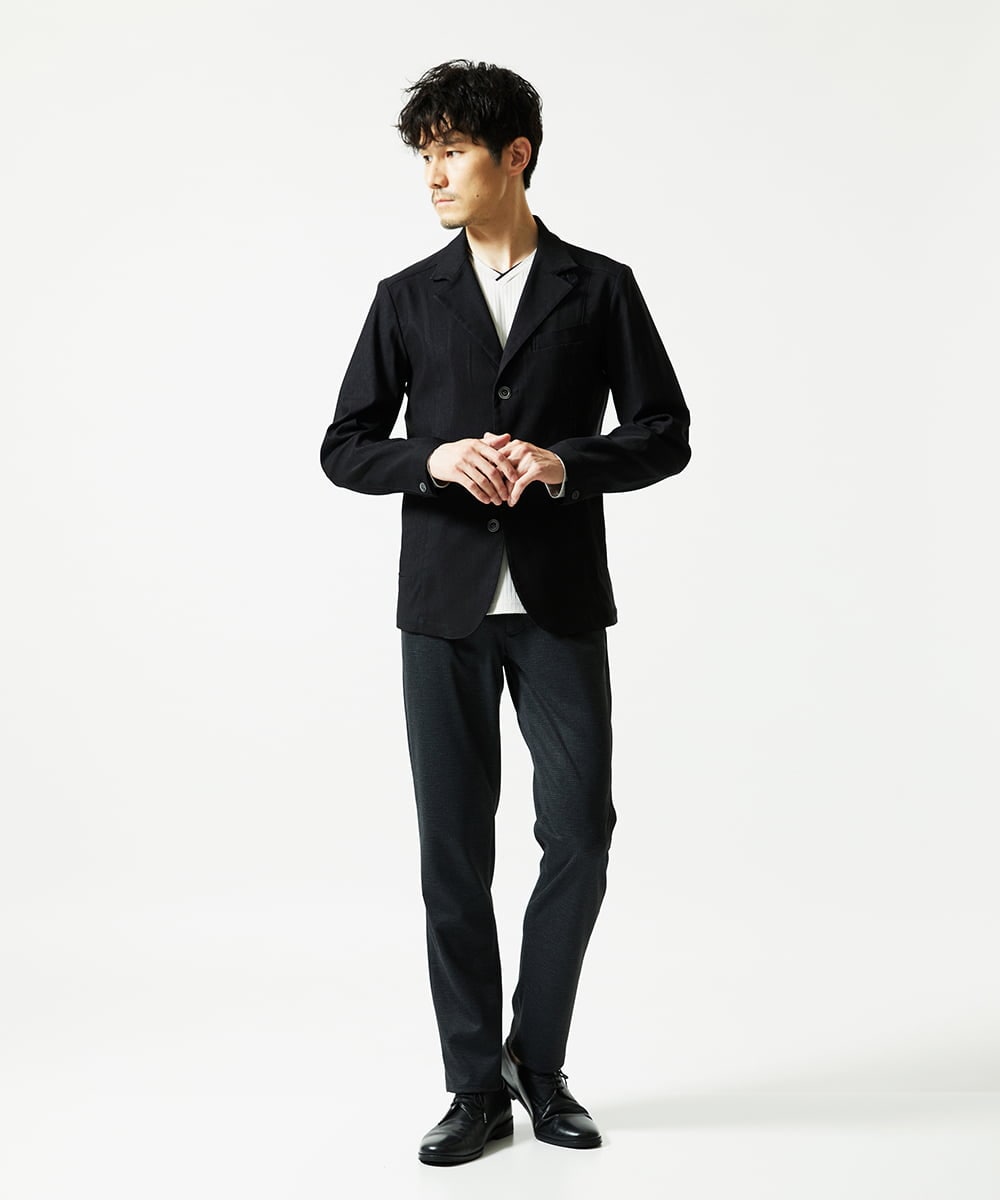 MKDJA70230 MK MICHEL KLEIN HOMME(MKミッシェルクランオム) ハケメシャンブレー コンバーチブルジャケット ブラック