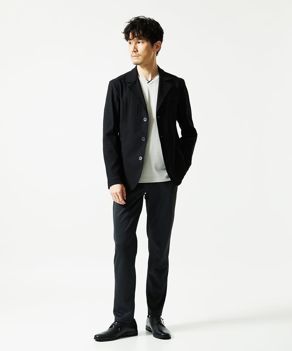 MKDJA70230 MK MICHEL KLEIN HOMME(MKミッシェルクランオム) ハケメシャンブレー コンバーチブルジャケット ブラック
