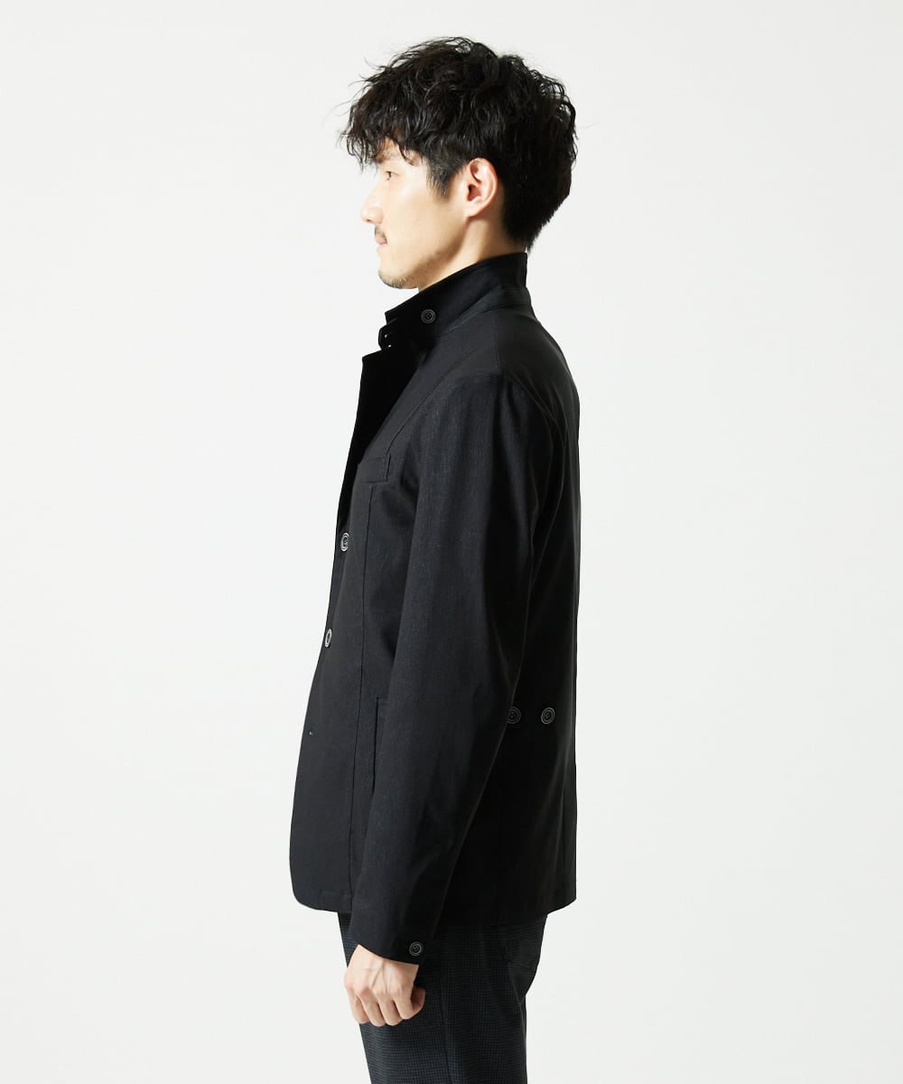 MKDJA70230 MK MICHEL KLEIN HOMME(MKミッシェルクランオム) ハケメシャンブレー コンバーチブルジャケット ブラック