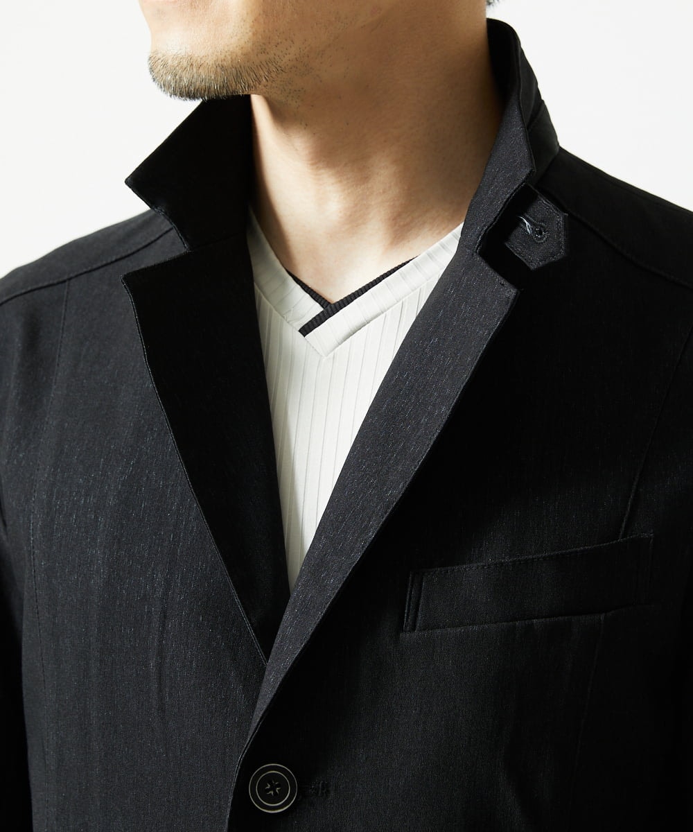 MKDJA70230 MK MICHEL KLEIN HOMME(MKミッシェルクランオム) ハケメシャンブレー コンバーチブルジャケット ブラック