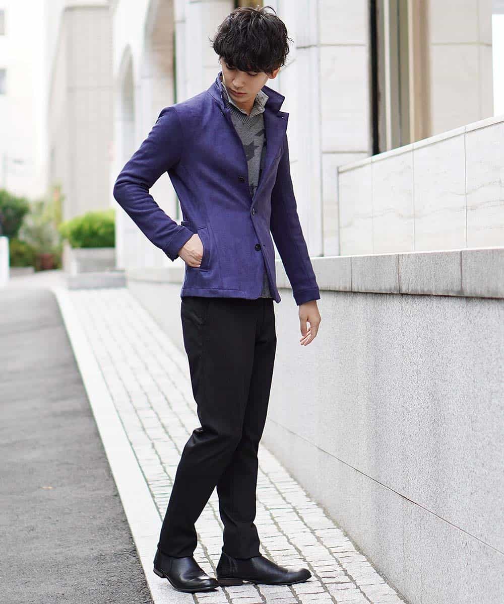 MKDJI54170 MK MICHEL KLEIN HOMME(MKミッシェルクランオム) コンバーチブルジャケット / ポンチスエード ネイビー