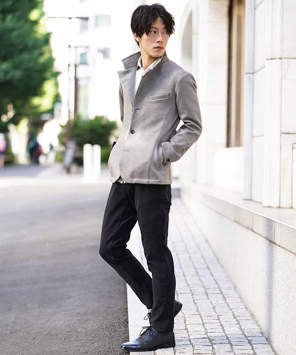 MKDJI54170 MK MICHEL KLEIN HOMME(MKミッシェルクランオム) コンバーチブルジャケット / ポンチスエード グレー