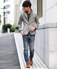 MKDJI54170 MK MICHEL KLEIN HOMME(MKミッシェルクランオム) コンバーチブルジャケット / ポンチスエード グレー