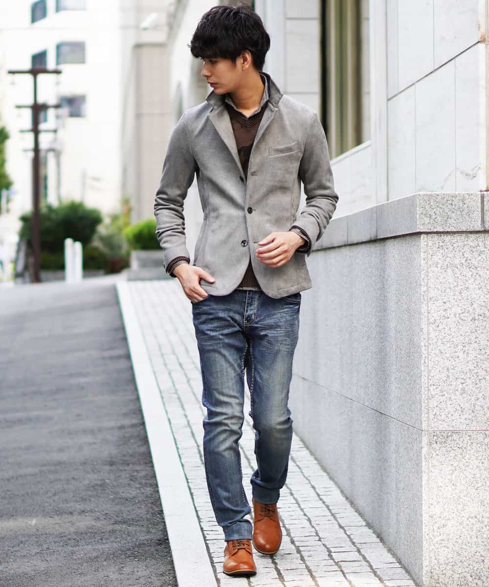 MKDJI54170 MK MICHEL KLEIN HOMME(MKミッシェルクランオム) コンバーチブルジャケット / ポンチスエード グレー