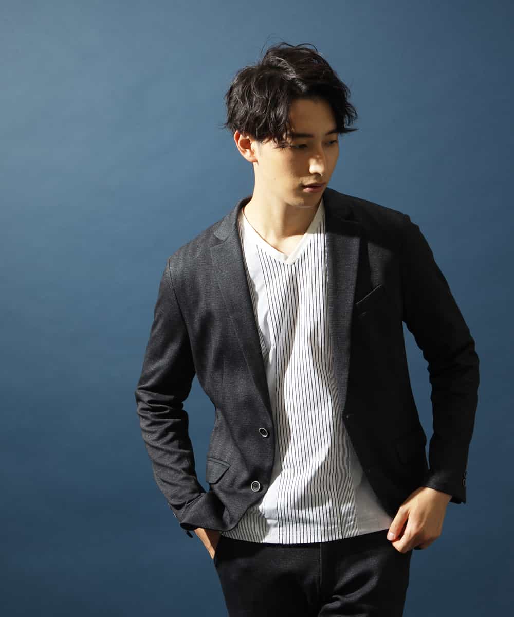 MKDJJ51150 MK MICHEL KLEIN HOMME(MKミッシェルクランオム) セットアップ対応 ジャケット／TEC EASY LIGHT ラッセル ブラック