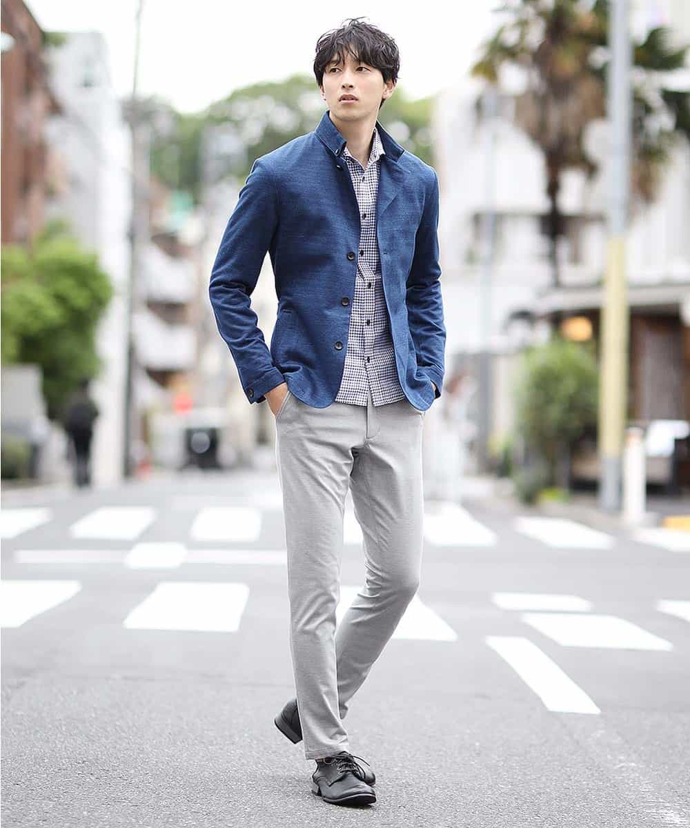 MKDJJ72180 MK MICHEL KLEIN HOMME(MKミッシェルクランオム) ジャケット／フロートインレーシルケット ブルー