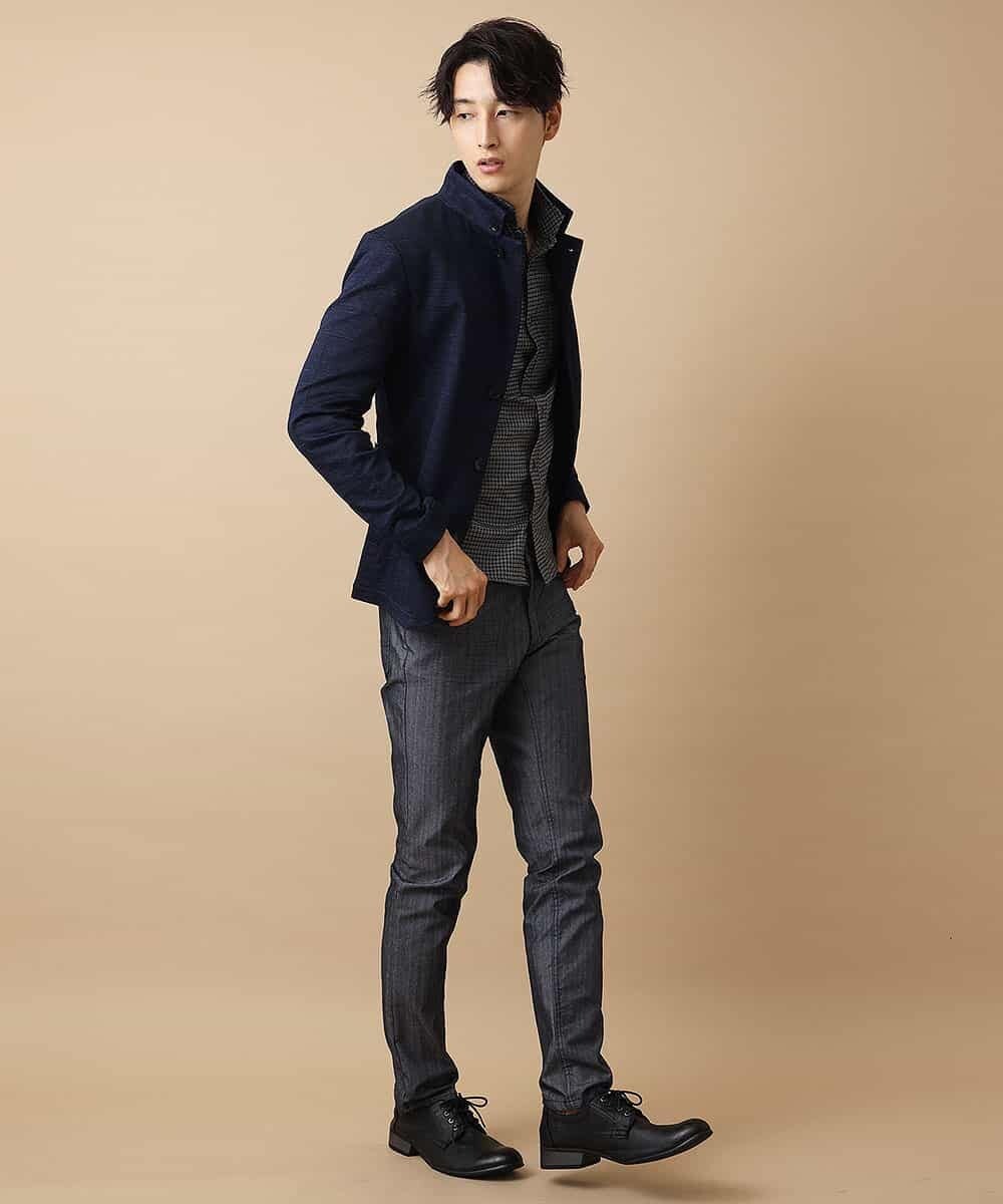 MKDJJ72180 MK MICHEL KLEIN HOMME(MKミッシェルクランオム) ジャケット／フロートインレーシルケット ブルーネイビー