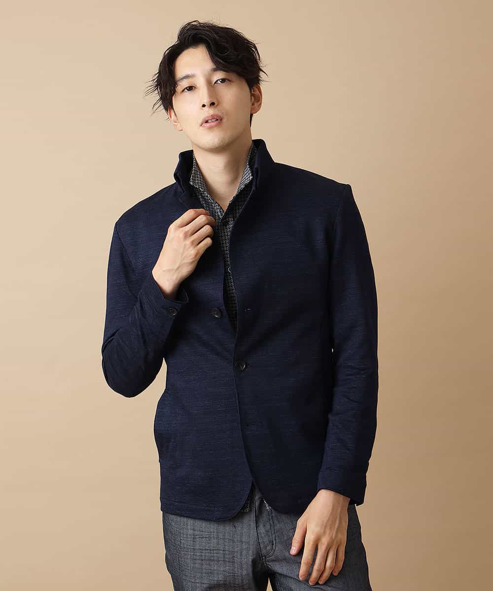 MKDJJ72180 MK MICHEL KLEIN HOMME(MKミッシェルクランオム) ジャケット／フロートインレーシルケット ブルーネイビー