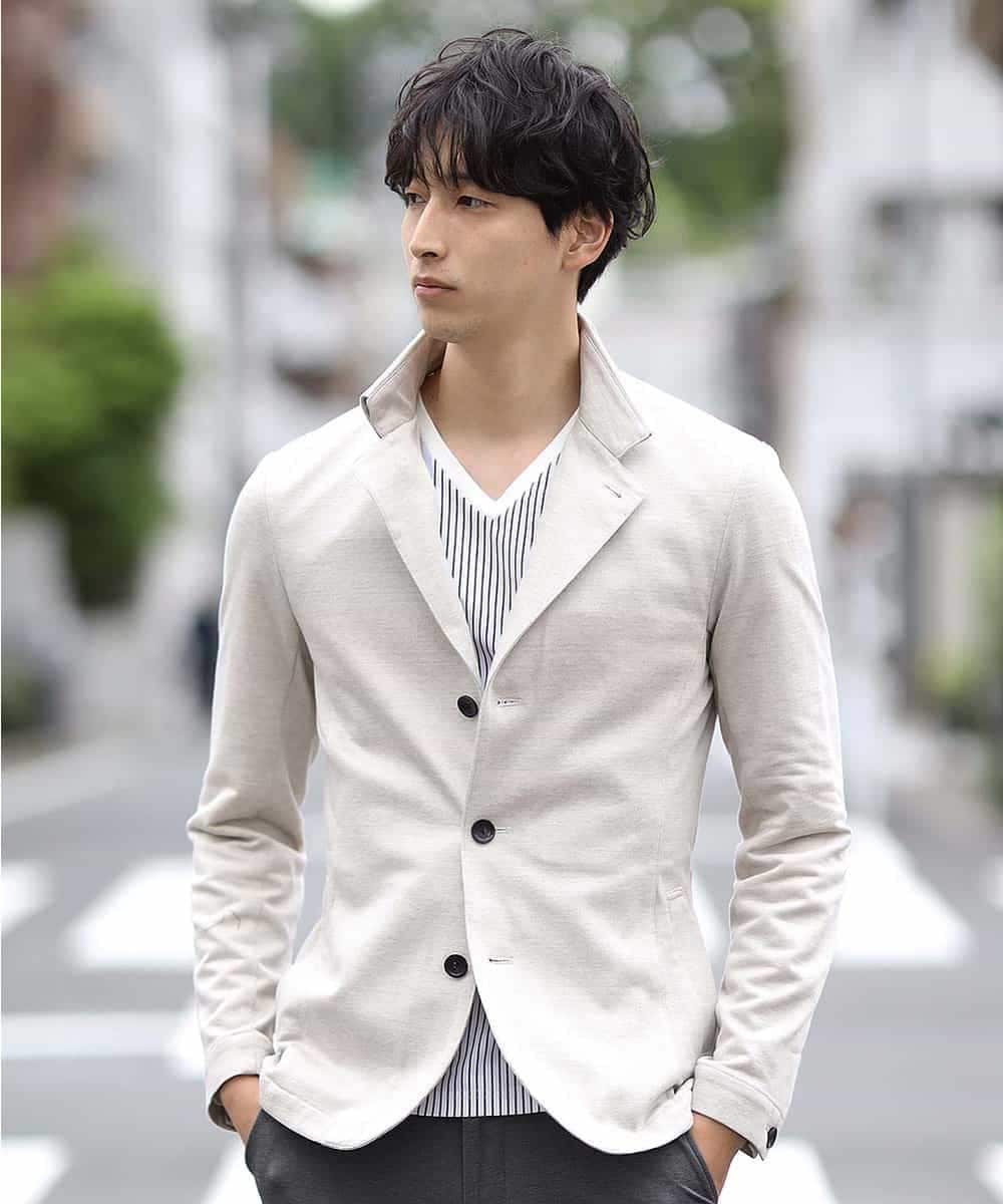 MKDJJ72180 MK MICHEL KLEIN HOMME(MKミッシェルクランオム) ジャケット／フロートインレーシルケット アイボリー