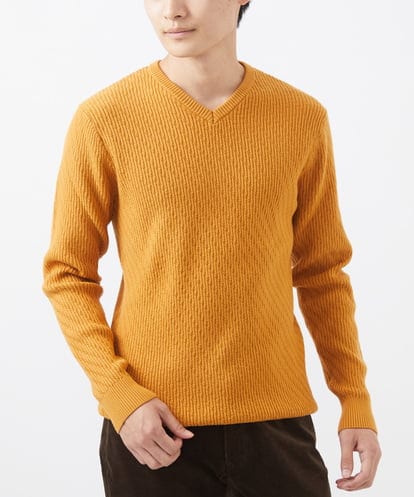 MKFAA60110 MK MICHEL KLEIN HOMME 【洗濯機で洗える/全5色展開】Vネックニット/バイヤスへリンボン