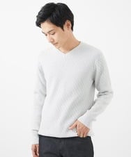 MKFAA60110 MK MICHEL KLEIN HOMME(MKミッシェルクランオム) 【洗濯機で洗える/全5色展開】Vネックニット/バイヤスへリンボン マスタード