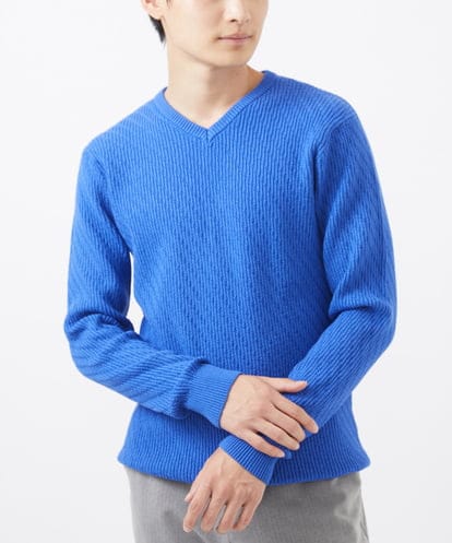 MKFAA60110 MK MICHEL KLEIN HOMME 【洗濯機で洗える/全5色展開】Vネックニット/バイヤスへリンボン
