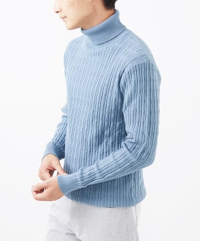MKFAA61110 MK MICHEL KLEIN HOMME 【洗濯機で洗える/大きいサイズあり】タートルニット/ステアストライプ