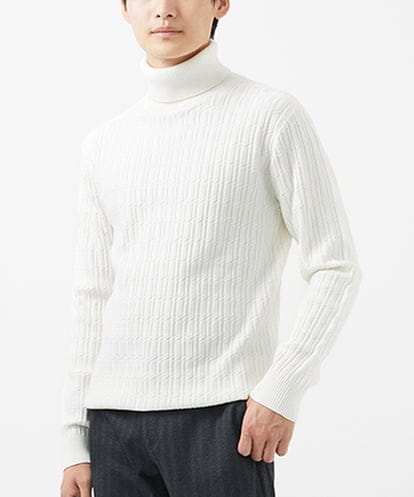 MKFAA61110 MK MICHEL KLEIN HOMME 【洗濯機で洗える/大きいサイズあり】タートルニット/ステアストライプ