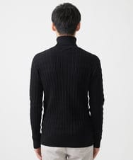 MKFAA61110 MK MICHEL KLEIN HOMME(MKミッシェルクランオム) 【洗濯機で洗える/大きいサイズあり】タートルニット/ステアストライプ ブラック