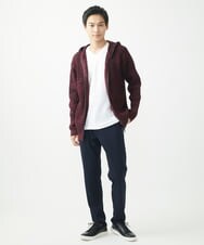 MKFAC15140 MK MICHEL KLEIN HOMME(MKミッシェルクランオム) 【洗える】ニットフードカーディガン / バルキーアクリル畔 パープル