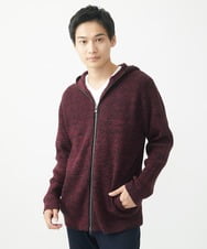 MKFAC15140 MK MICHEL KLEIN HOMME(MKミッシェルクランオム) 【洗える】ニットフードカーディガン / バルキーアクリル畔 パープル