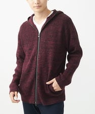 MKFAC15140 MK MICHEL KLEIN HOMME(MKミッシェルクランオム) 【洗える】ニットフードカーディガン / バルキーアクリル畔 パープル