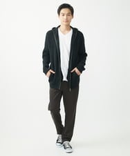 MKFAC15140 MK MICHEL KLEIN HOMME(MKミッシェルクランオム) 【洗える】ニットフードカーディガン / バルキーアクリル畔 ブラック