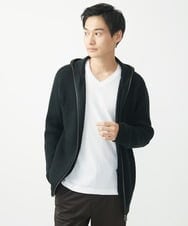MKFAC15140 MK MICHEL KLEIN HOMME(MKミッシェルクランオム) 【洗える】ニットフードカーディガン / バルキーアクリル畔 ブラック