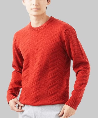 MKFAC20110 MK MICHEL KLEIN HOMME 【残りわずか/在庫限り/洗える】ジャガードニット /  へリンボンジャガード