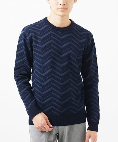MKFAC20110 MK MICHEL KLEIN HOMME 【WFP】ジャガードニット /  へリンボンジャガード