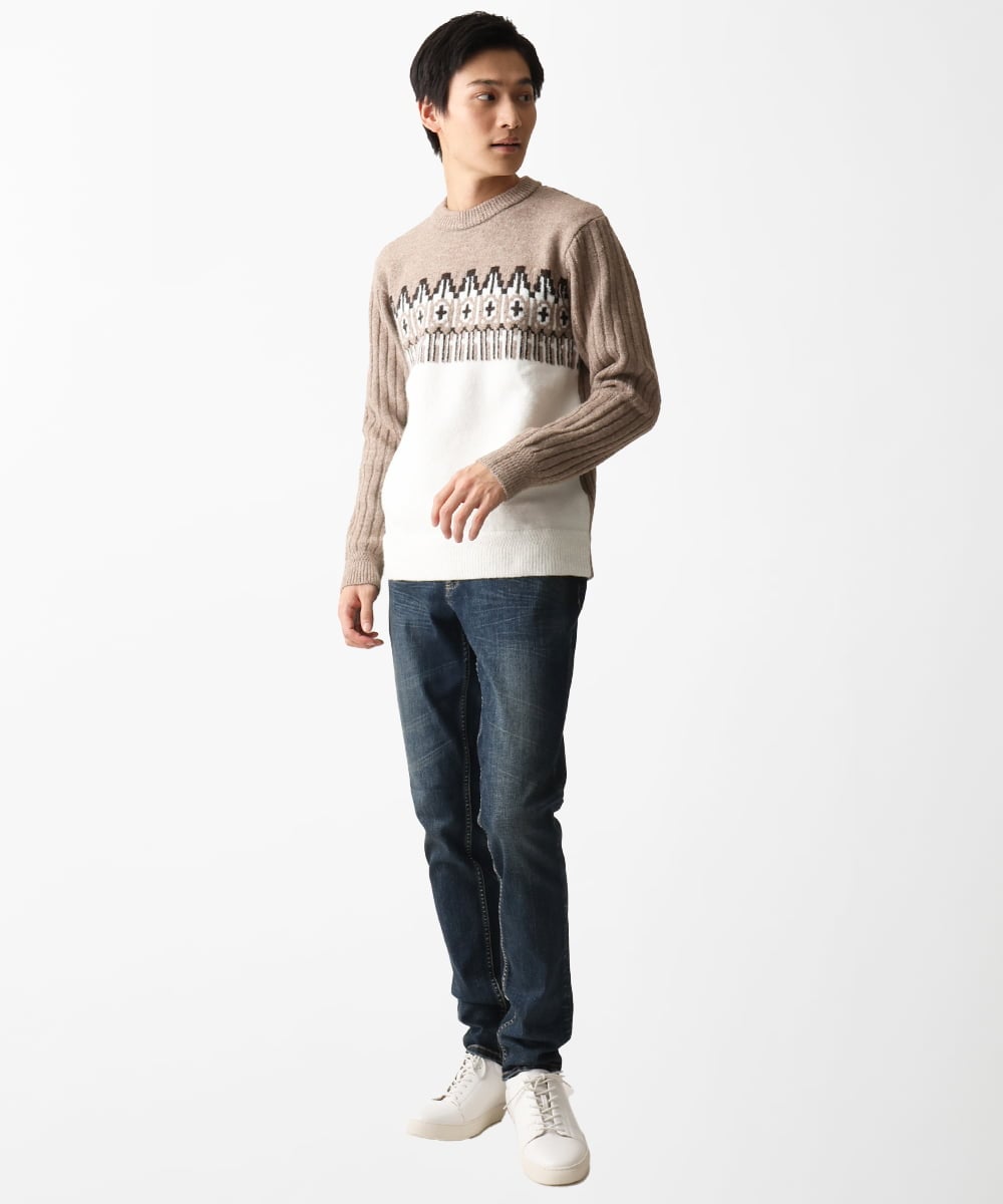 MKFAC37089 MK MICHEL KLEIN HOMME(MKミッシェルクランオム) MKHフェアアイルジャガードニット ネイビー