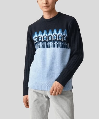 MKFAC37089 MK MICHEL KLEIN HOMME 【在庫限り！/洗える】MKHフェアアイルジャガードニット