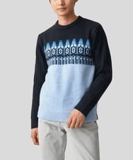 MKFAC37089 MK MICHEL KLEIN HOMME(MKミッシェルクランオム) 【在庫限り！/洗える】MKHフェアアイルジャガードニット ネイビー