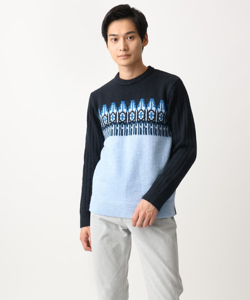 MKFAC37089 MK MICHEL KLEIN HOMME(MKミッシェルクランオム) MKHフェアアイルジャガードニット ネイビー